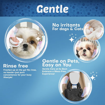 Pet Eye Wipes for Dogs & Cats | 5x6” Hypoallergenic Tear Stain Remover Wipes | 3X Larger Unscented Gentle Eye Wipes to Remove Discharge | 99% Natural Ing. Safe for Sensitive Pets | 60 Wipes