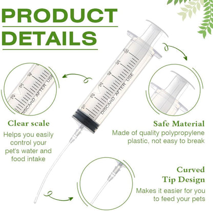 Baby Bird Feeding Syringe Set ，Parrot Small Pet Manual Feeder Measuring Tools， Milk Water,Liquid Food,Reusable (10ml+20ml+60ml)