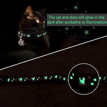 2Pcs Breakaway Cats Collars Cat Collars for Boy Cats Adjustable Kitten Collars with Bell,Black+Pink,8"-13.1"