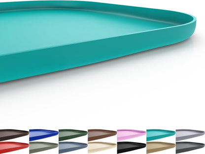 Silicone Pet Feeding Mat with Raised Edge for Food and Water, Dog Bowl Mats, Cat Bowls Placemat with High Lip for Floor Waterproof, Rubber Tray for Cats and Dogs 22 x 14 x0.8 Dark Turquoise