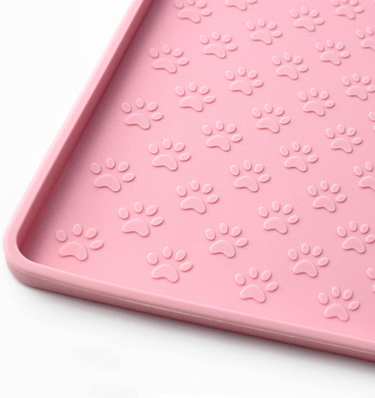 Ptlom Pet Placemat for Dog and Cat, Mat for Prevent Food and Water Overflow, Suitable for Small, Medium and Big Pet,24.5" 16.5", Pink