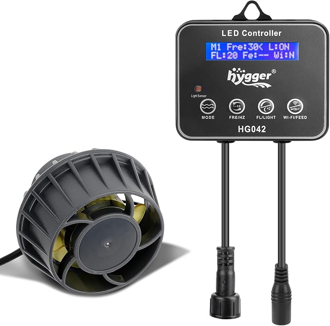 hygger 2114 GPH Aquarium Inverter Wavemaker Pump with LED Controller, DC 24V 10W Ultra-quiet Submersible Power Head with Magnetic Base, Circulation Pump for 30-75 Gal Freshwater Saltwater Tank