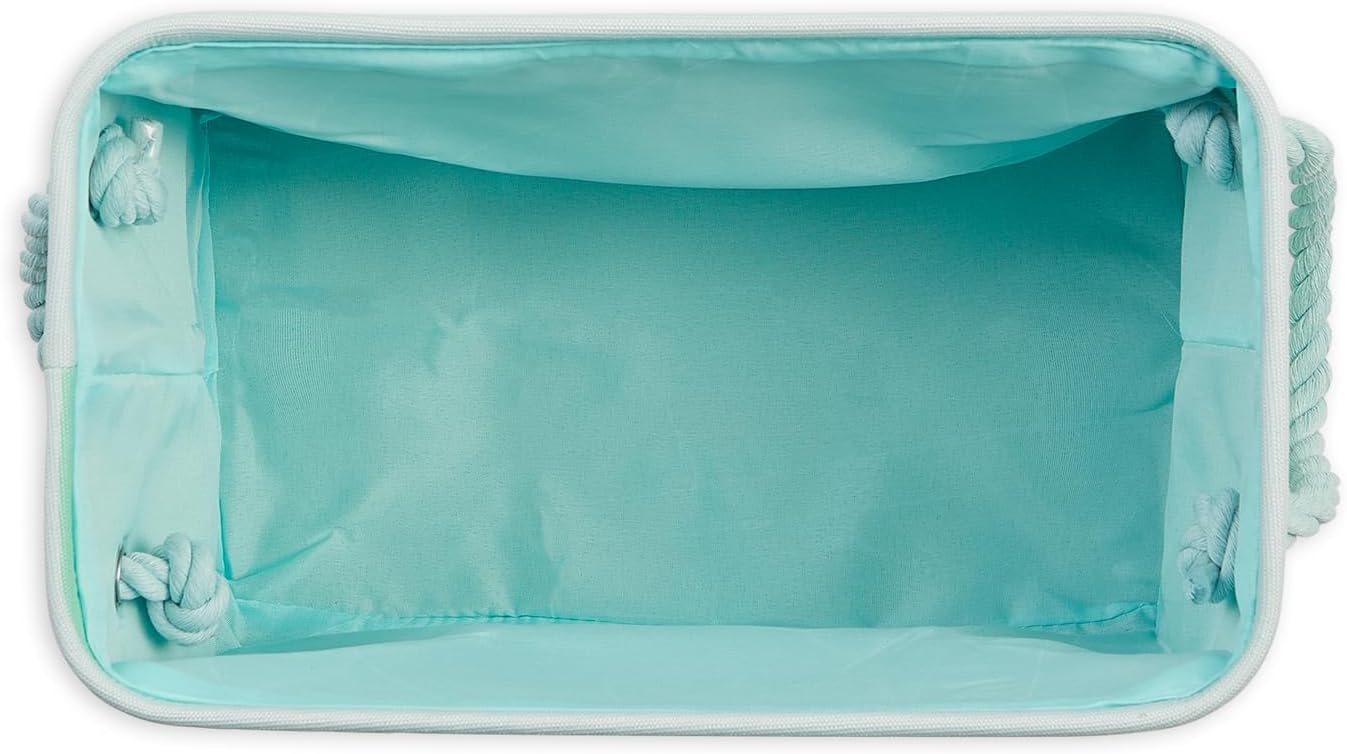 Bone Dry Pet Storage Collection Striped Paw Patch Bin, Aqua, Small Rectangle