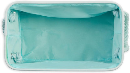 Bone Dry Pet Storage Collection Striped Paw Patch Bin, Aqua, Small Rectangle