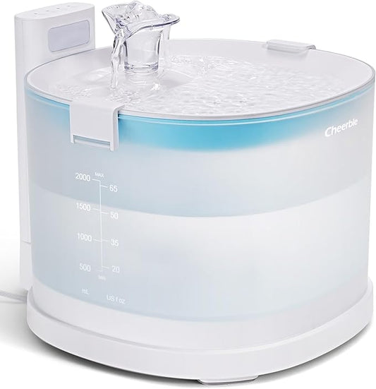 Cheerble Pumpless Cat Water Fountain, 2L/67oz E1 Automatic Cat Water Dispenser for Cats & Dogs MagDrive™ Technology Dual Mode Dispensing, No Cleaning Hassle, No Electrical Leakage, BPA-Free
