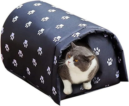 Outdoor Feral Cat House Winter, Weatherproof Waterproof Rainproof Foldable Cotton Filled Thicken Stray Feral Cats Dogs Tent Shelter Home Keep Warm Outdoor Indoor Garden (Large - 3 Cats)