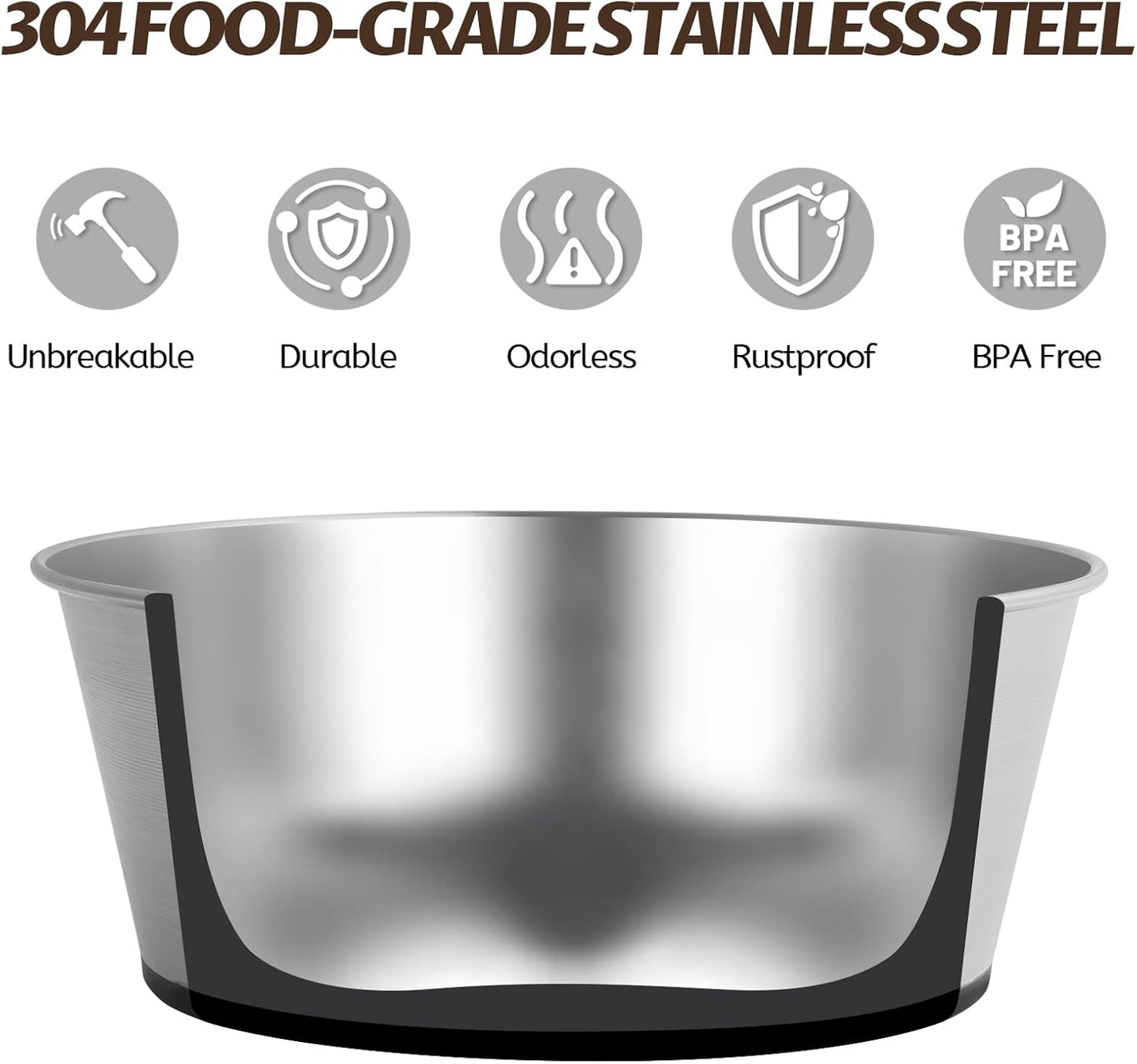 Stainless Steel Dog Bowls for Large Dogs, 64oz/8 Cups Non Slip Dog Metal Bowls, 2 Pack Food and Water Pet Bowls Heavy Duty Dishwasher Safe
