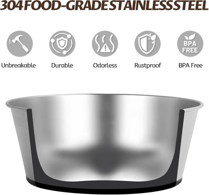 Stainless Steel Dog Bowls for Large Dogs, 64oz/8 Cups Non Slip Dog Metal Bowls, 2 Pack Food and Water Pet Bowls Heavy Duty Dishwasher Safe