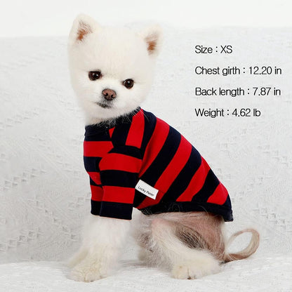 Dog Cotton Shirts for Small and Large Dogs Rugby Striped T-Shirts Soft Breathable Dog Shirt pet Clothes (Medium, Red/Navy)