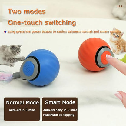 Speedy 2.0 Tail Cat Toys for Bored Indoor Adult Cats,2025 New Generation Interactive Cat Toys for Indoor Cats,Automatic Moving Ball with Tail,Orange