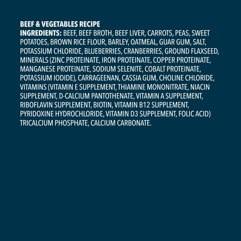 Amazon Brand - Wag Wholesome Grains Canned Wet Dog Food, Variety Pack (Chicken & Vegetables Paté and Beef & Vegetables Paté), Adult Recipe, 13 Ounce (Pack of 12)