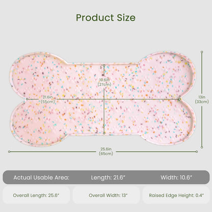 Dog Food Mat Anti-Slip Silicone Dog Bowl Mat Thicker Pet Placemat Waterproof Cat Feeder Pad with Raised Edge Puppy Kitten Feeding Mats Suitable Small Medium-Sized Dogs Cats Eating Tray