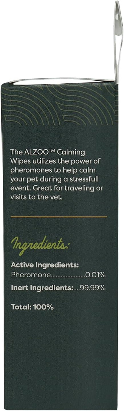 ALZOO Calming Wipes with Pheromones for Cats and Dogs, On The Go Wipes Helps Reduce Stressful Behavior, 0.15 Ounce