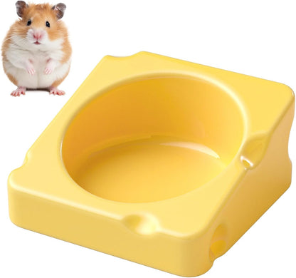 mini&moe Hamster Food Bowl - Ceramic Guinea Pig Bowl Chew-Proof Small Pet Anti-Turning Food & Water Feeding Dish for Rabbit, Gerbils, Mice, Rats, Chinchillas - 4.3in Cute Cheese-Shaped
