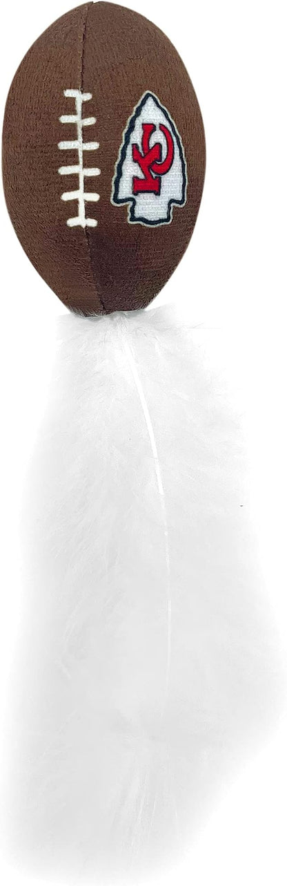 Best Plush CAT Toy - NFL Kansas City Chiefs Complete Set of 3 Piece Cat Toys Filled with Fresh Catnip. Incld: 1 Helmet Cat Toy, 1 Football Cat Toy with Feathers, & 1 Beer Bottle. Beautiful Team Logos