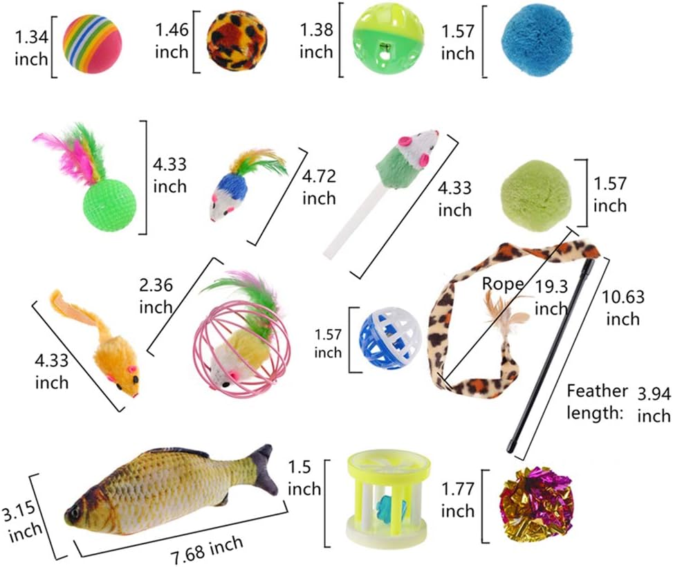 QBSM Cat Christmas Plaid Pet Paw Stockings with 26 Pcs Cat Toys for Cats and Kitten