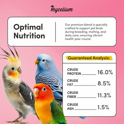 Mycelium Pet Bird Plus Feed (5 LB Bag) | Organic Bird Food for Parakeets, Lovebirds & Cockatiels | Vitamin-Fortified with Real Fruits & Veggies | Immune Support, Daily Nutrition | Non-GMO, USA Made