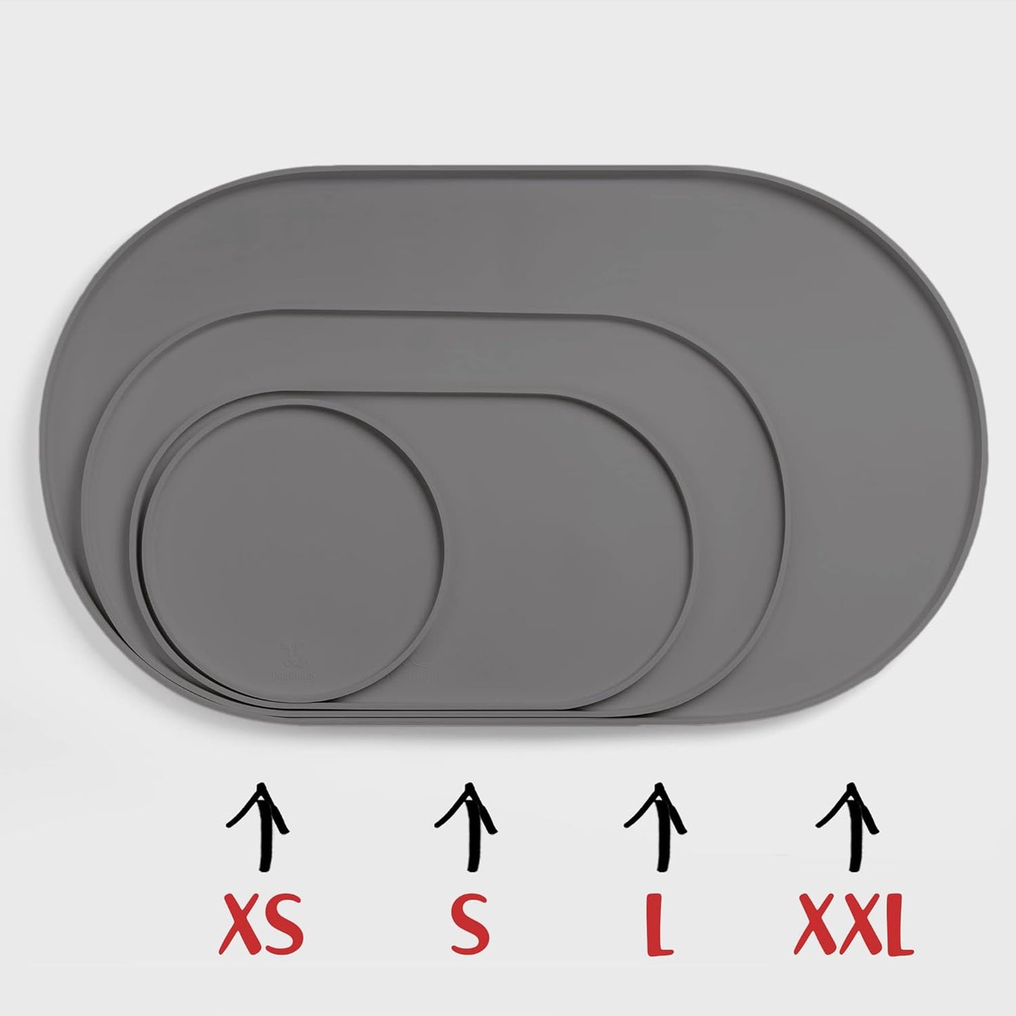 DogBuddy Dog Food Mat - Waterproof Dog Bowl Mat, Silicone Pet Mat for Food and Water Bowls, Nonslip Pet Feeding Mat with Edges, Dogs Food Mats for Floors, Puppy Supplies (Small, Gray)