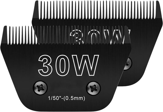 2PCS 30W Wide Blades for Dog Grooming Blades Compatible with Andis Dog Clippers Blades,Dog Clipper Blades Compatible with Oster A5,Wahl km10 Dog Clippers,Stainless-Steel Blade Sharp