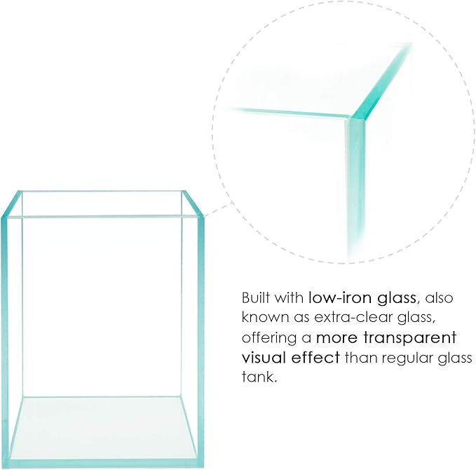 Nano Tall Rimless Frameless Extra Clear Glass Aquarium, Low Iron Glass Tank, 5mm Glass, White Leveling Mat Included, w/Lids Options