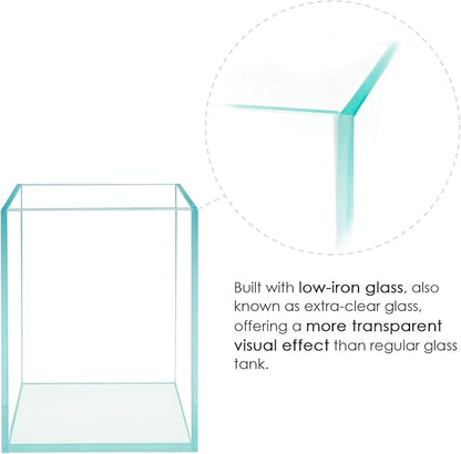 Nano Tall Rimless Frameless Extra Clear Glass Aquarium, Low Iron Glass Tank, 5mm Glass, White Leveling Mat Included, w/Lids Options