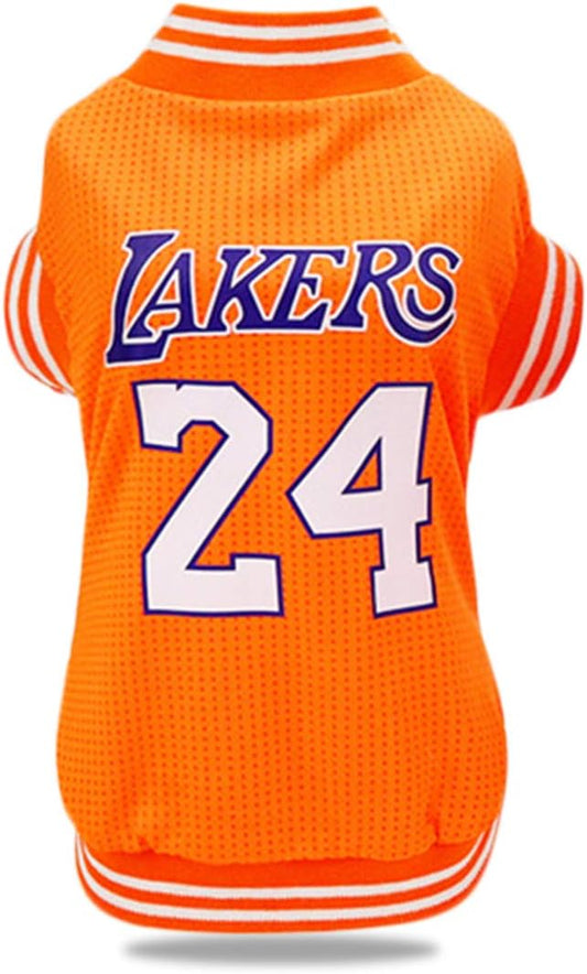 Dog Clothes Basketball Mesh Breathable T-Shirt,Pet Clothes Puppy Sportswear Spring/Summer Fashion Dog Shirt. (Orange, Large)