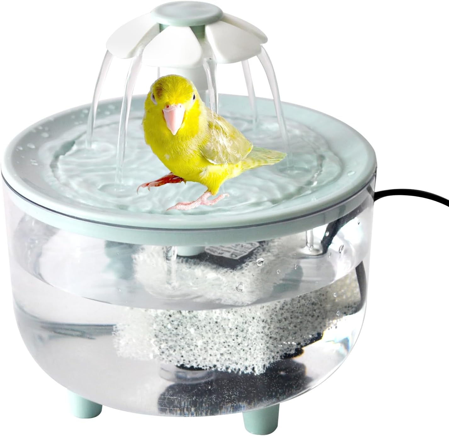 Automatic Bath for Birds,Parrot Bathtub with Petal Fountain Circulating Filter Cage Bird Bath Shower Cockatiel Bird Bath for Indoor Parakeets Budgie Cockatiels Small Feathered Pet