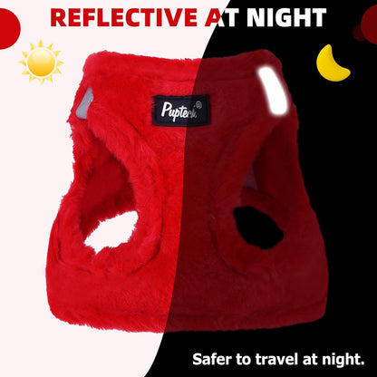 PUPTECK Adjustable Dog Harness Collar and Leash Set Step in No Pull Pet Harness for Small Medium Dogs Puppy and Cats Outdoor Walking Running, Soft Mesh Padded Reflective Vest Harnesses, Red M