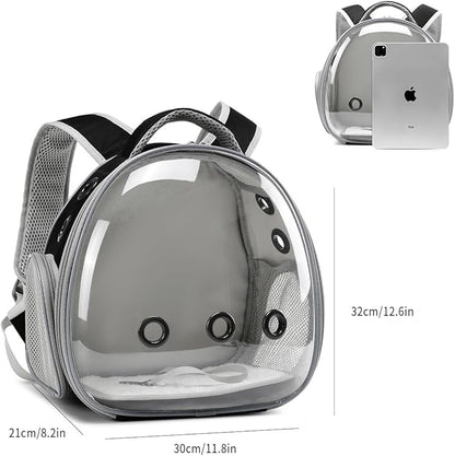 Bearded Dragon Lizard Backpack Carrier with Harness and Leash Set, Small Animal Carrier Backpack, Space Capsule Bubble Window, Small Pet Carrier Backpack, Airline Approved (Black)