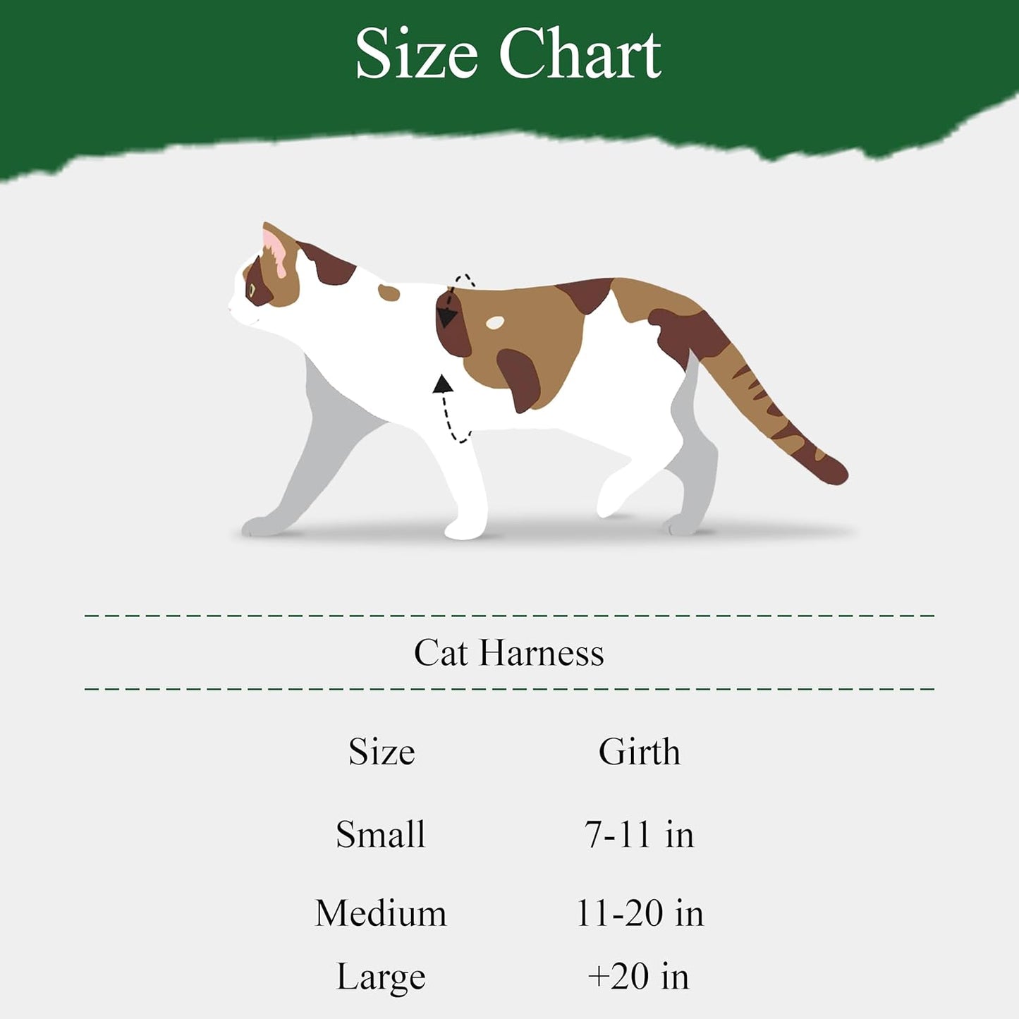 A1HC Escape Proof Cat Harness and Leash - Soft Adjustable Vest, Comfortable Mesh and Long Strips with Air Tag Pocket, Easy Control, Safe Walking Harness for Cats & Kittens - Dark Green (Small)