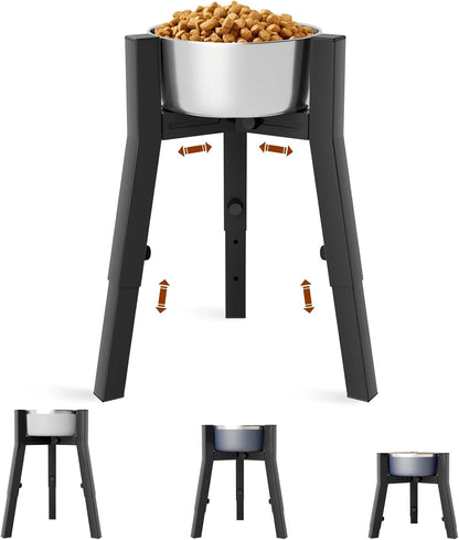 Dog Bowl Stand for Large Dogs, Adjustable Width & Height, Tall Elevated Dog Food Water, Bowl Not Included