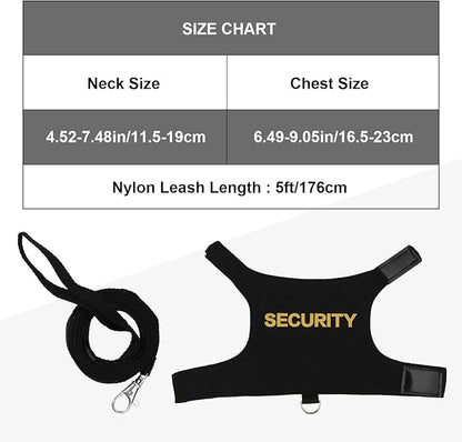 Hypeety Bearded Dragon Harness and Leash Set Adjustable Escape Proof Leash Outdoor Walking Training Leash and Harness for Bearded Dragon Lizard Reptiles Small Pets Black (Security)