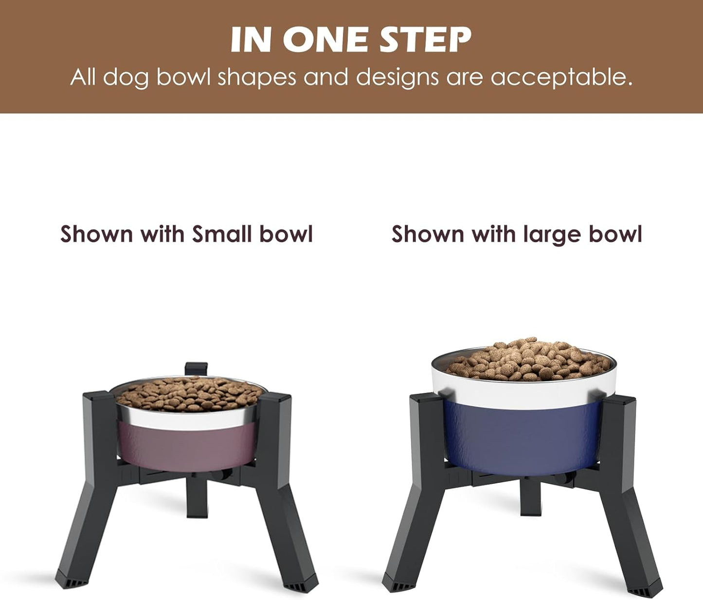 Elevated Dog Bowl Stand for Small Dogs, Adjustable Width 5-8", Raised Dog Food Water Bowls Holder, Bowl Not Included
