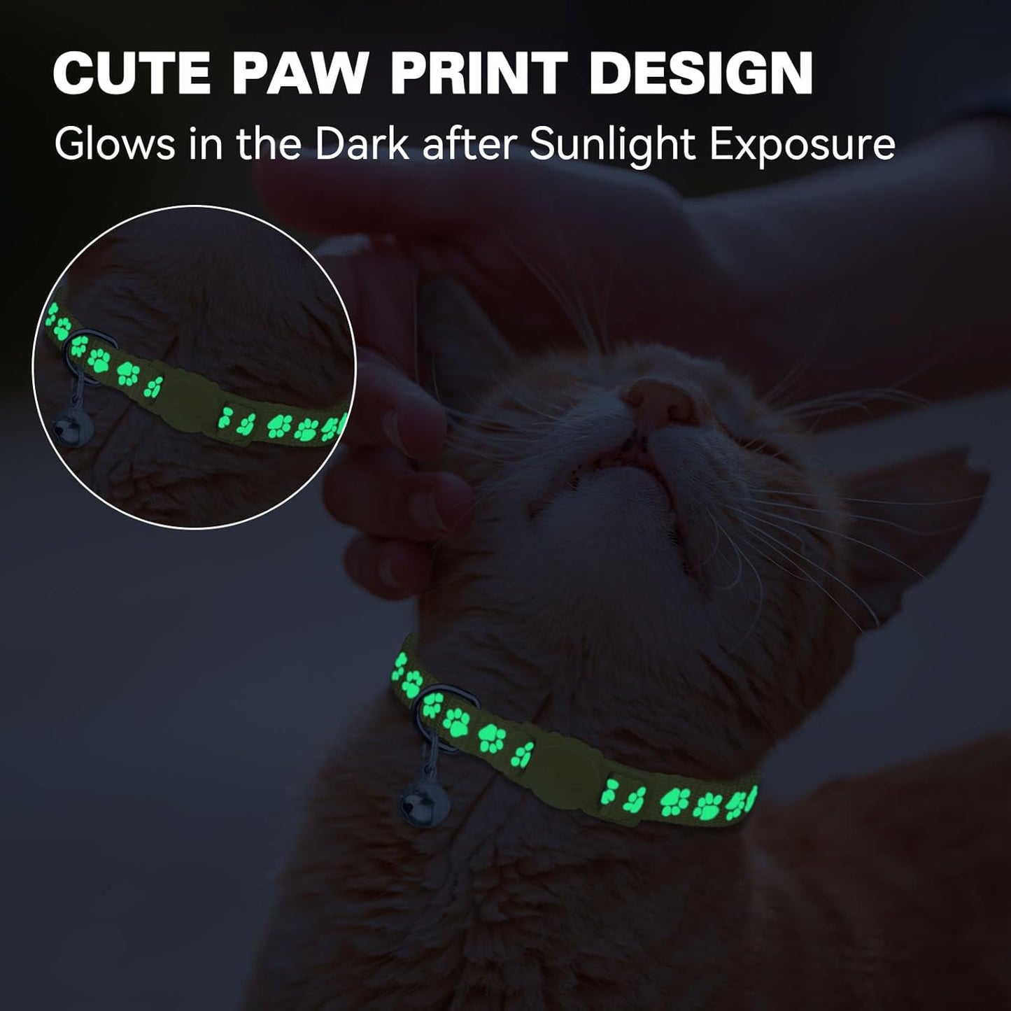 16 PCS Breakaway Cat Collars,Kitten Collar with Bell Cat Collars for Boy Girl Cats Breakaway Collar for Cats Glow in The Dark 7.5-12.6 Inch