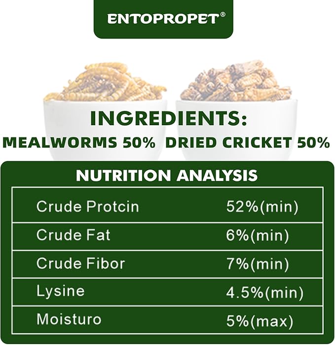 Dried Mealworms and Dried Crickets - Higher in Calcium and Richer in Protein-A Premium Medley Treat Food for Bearded Dragons,Turtle, Birds & Tropical Fish, 3oz