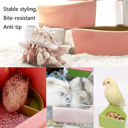 2 Pcs Ceramic Feeding Bowls for Small Pets, Anti-Tip, Anti-Slip and Easy to Clean Hamster Food Bowl,Ideal for Hamster,Gerbil, Sugar Glider, Mice, Chinchilla, Hedgehog (Pink+Green)