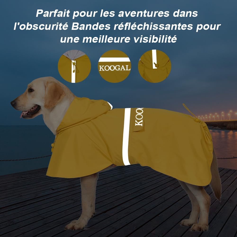 Pet Large Dog Raincoat Apparel Poncho Waterproof for Medium Large Sized for Dog Raincoat Clothes (Yellow, 6XL)
