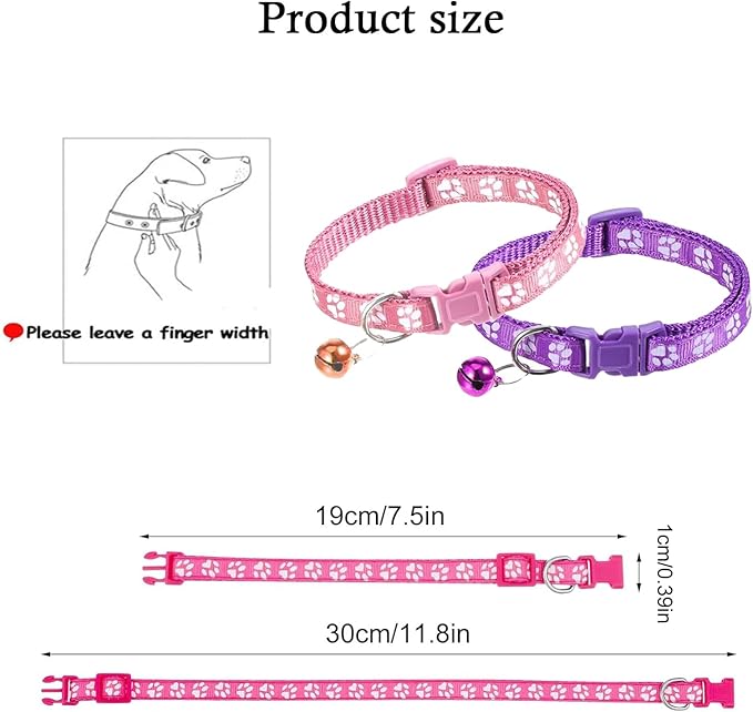 Puppy Collars, 19Pcs Whelping Puppy ID Collars with Bell Adjustable 19-32cm, Soft Nylon Litter Identification Dog Collars for Newborn Pets