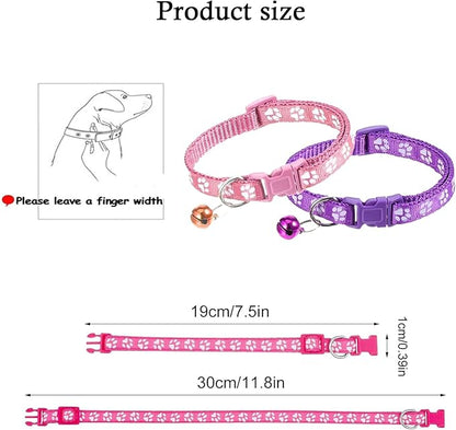 Puppy Collars, 19Pcs Whelping Puppy ID Collars with Bell Adjustable 19-32cm, Soft Nylon Litter Identification Dog Collars for Newborn Pets