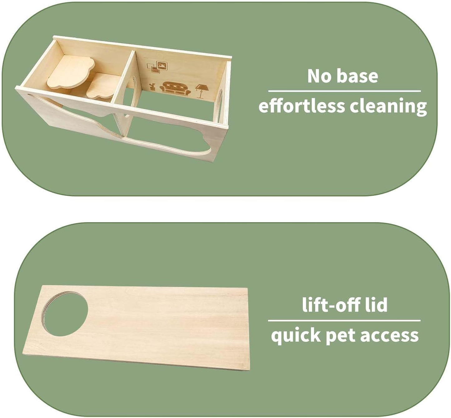 Marchul Hamster Hideout Wooden House Chamber Small Animals Pets Tunnel Exploring Toys for Dwarf Hamsters, Syrian Hamsters, Gerbils, Hedgehogs, Rats, Mice (Study Room)