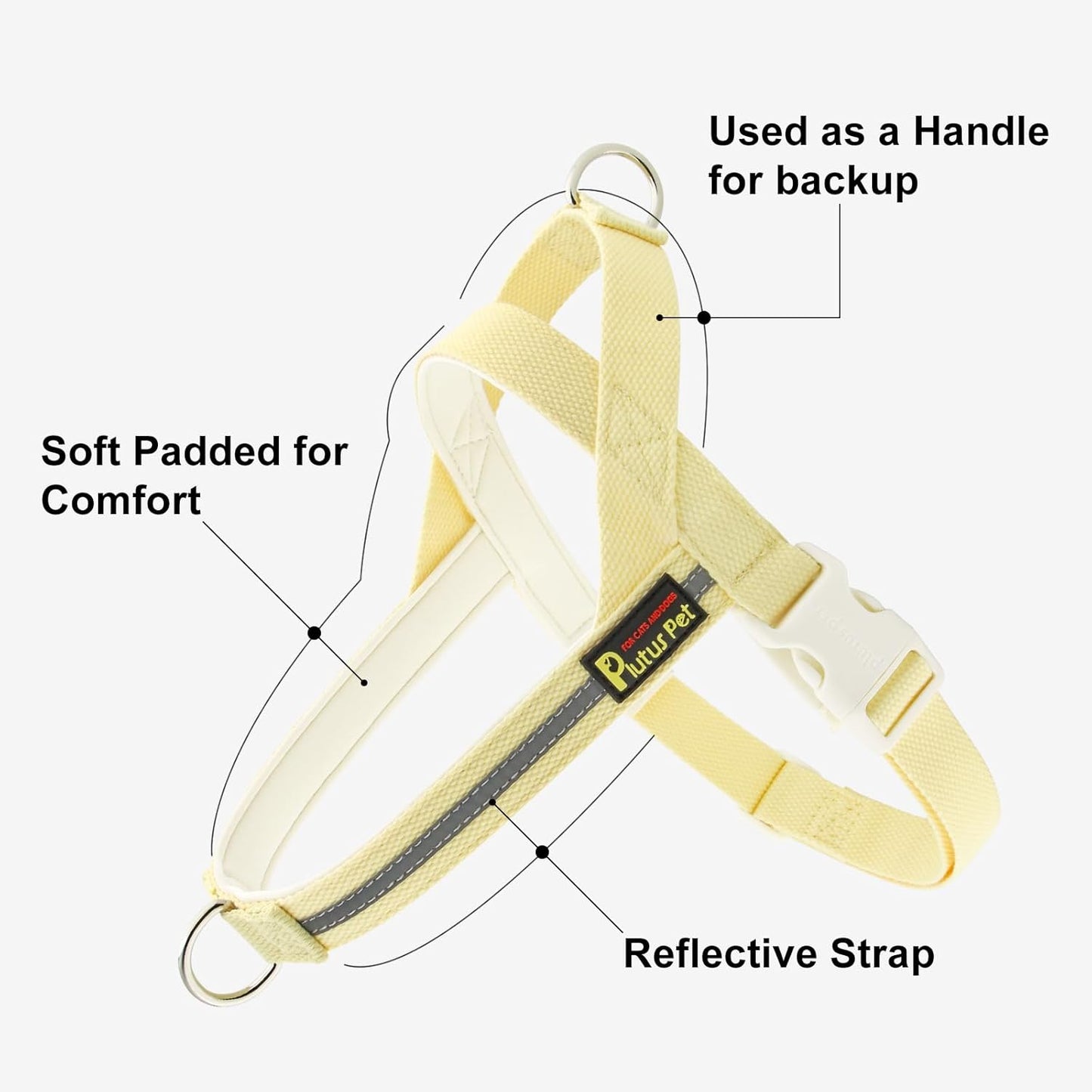 Plutus Pet Cotton Dog Harness and Leash Set, Reflective and Soft Padded, Quick Fit Vest Harness, for Small, Medium and Large Dogs, Light Yellow, M