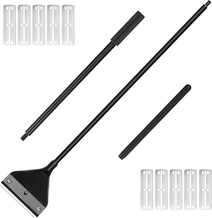 Algae Scraper for Glass Aquarium, Long Handle Fish Tank Algae Scraper with 10 Blades, Essential Aquarium Cleaning Tool.