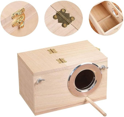 YJJKJ Pet Wood Parakeet Nest Box Bird House Breeding Nesting Bird Cage Box for Lovebirds Cockatiel Parrotlets