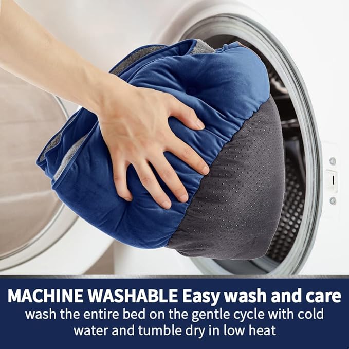 Asvin Medium Dog Bed for Medium Dogs, Large Cat Beds for Indoor Cats, Pet Bed for Puppy and Kitty, Extra Soft & Machine Washable with Anti-Slip & Water-Resistant Oxford Bottom, Blue, 25 inches