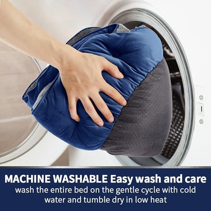 Asvin Medium Dog Bed for Medium Dogs, Large Cat Beds for Indoor Cats, Pet Bed for Puppy and Kitty, Extra Soft & Machine Washable with Anti-Slip & Water-Resistant Oxford Bottom, Blue, 25 inches