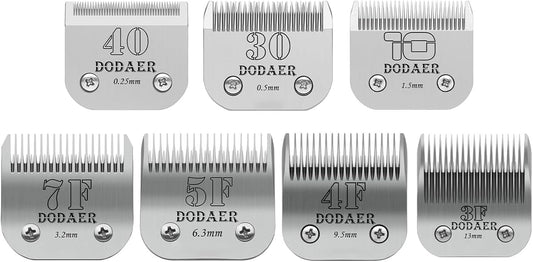Detachable Pet Dog Grooming Blades of Stainless Steel,Compatible with Andis,Oster-A5,Wahl KM-10 Series,Size 10/30/40/7F/5F/4F/3F，7 Count