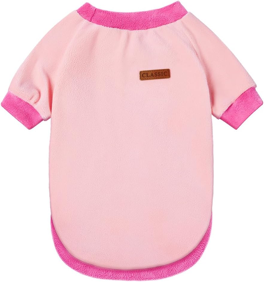 GreenJoy Classic Fleece Dog Sweater – Soft & Warm Stretchy Sweatshirt for Small Dogs & Cats, Cold-Weather Pullover for Everyday Wear (Light Pink, Medium/Large)