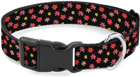 Red Yellow Flowers Floral Dog Collar Pet Neck Strap for Small Medium Large Dogs Soft Adjustable Buckle