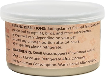 6 Pack Canned Small Grasshoppers for Reptiles, Fish, Birds and Small Animals, Grasshoppers, Healthy High Protein Treat, Bearded Dragon Food 1.2 Ounces Each