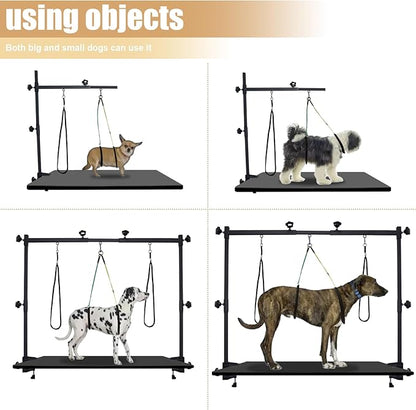 Dog Grooming arm with Restraint Loops, Adjustable Height(0"~35"),Adjustable Width (32"~47") for Large & Medium & Small Pets Bathing & Grooming (Black)